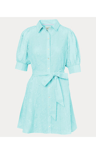Larkyn Shirtdress - Day Dream Blue Monarch Embroidered Cotton Swiss Dot