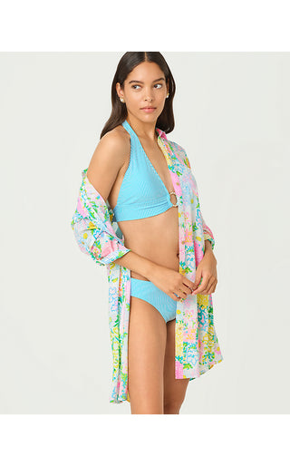 Ketos Bikini Top - Capri Blue Seersucker Stripe