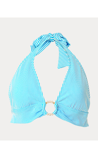 Ketos Bikini Top - Capri Blue Seersucker Stripe