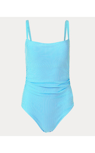 Napili One Piece Swimsuit - Capri Blue Seersucker Stripe