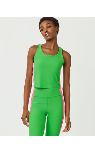 UPF 50+ Luxletic Ari Bra Tank - Putting Green Colorblock Stripe