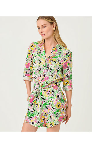 Sea View Linen Button Down Top - Multi Throwback Disney