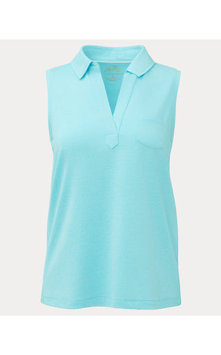 UPF 50+ Dune Sleeveless Polo - Heathered Capri Blue