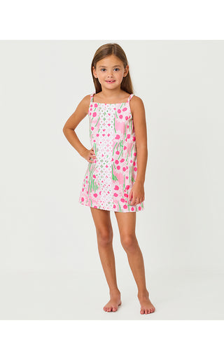 Girls Mini Delores Dress - Conch Shell Pink Sunny Daisies