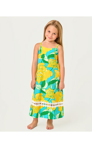 Girls Mini Haliey Midi Dress - Blue Curacao Rose Bud