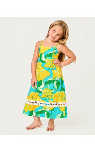 Girls Mini Haliey Midi Dress - Blue Curacao Rose Bud