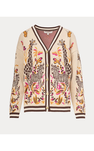 Maralisa Cardigan - Rutabaga Sketching On Safari Jacquard