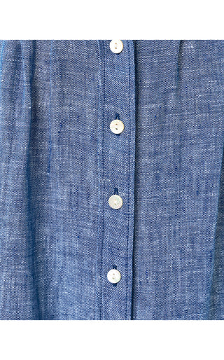 Tonya Linen Midi Shirtdress - Starlight Navy X Resort White