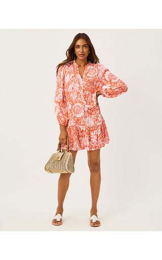 Shaley Tunic Dress - Sunset Orange Budding Romance