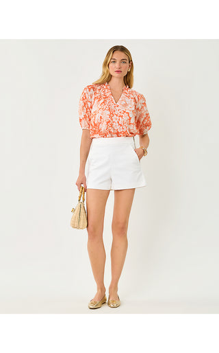 Lourdes Short Sleeve Top - Sunset Orange Budding Romance