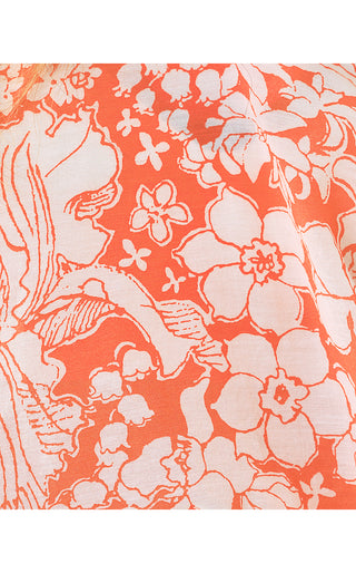 Lourdes Short Sleeve Top - Sunset Orange Budding Romance