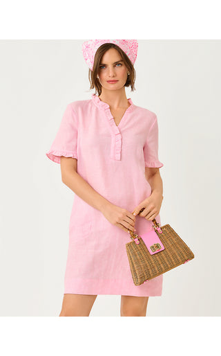 Lilly Pulitzer Scarlette Linen Dress - Conch Shell Pink X Resort White Lilly Pulitzer Scarlette Linen Dress - Conch Shell Pink X Resort White