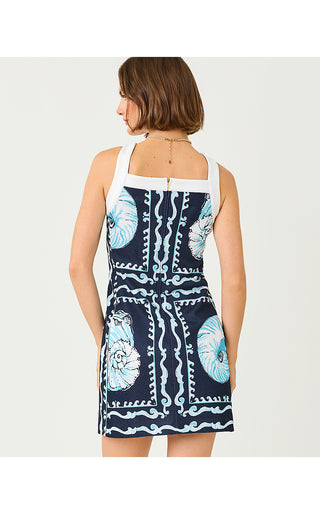 Duffy Shift Dress - Low Tide Navy Shell Shine Engineered Knit Shift