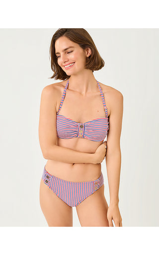 Rior Hipster Bikini Bottom - Resort White X Paradise Punch X Starlight Navy Seersucker Stripe