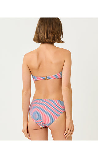 Melita Bandeau Swim Top - Resort White X Paradise Punch X Starlight Navy Seersucker Stripe
