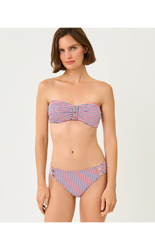 Melita Bandeau Swim Top - Resort White X Paradise Punch X Starlight Navy Seersucker Stripe
