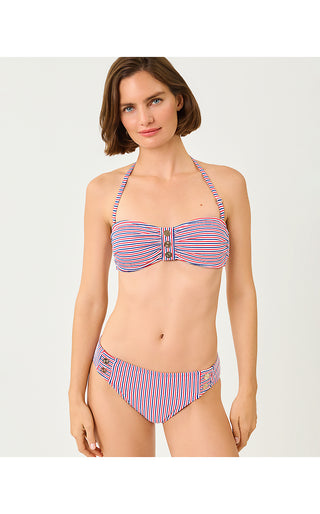 Melita Bandeau Swim Top - Resort White X Paradise Punch X Starlight Navy Seersucker Stripe