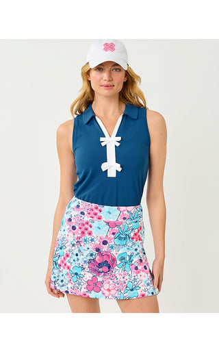 UPF 50+ Luxletic Frida Sleeveless Bow Polo - Starlight Navy