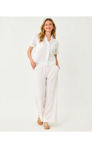 Mirabella Linen Palazzo Pant - Resort White
