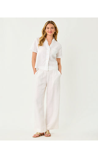 Mirabella Linen Palazzo Pant - Resort White