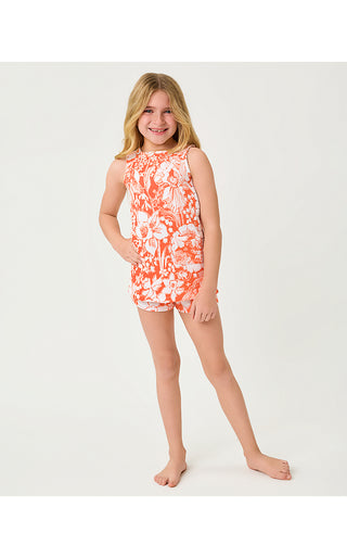 Girls Mini Romey Knit Shift Set - Sunset Orange Budding Romance