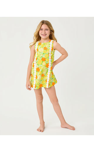 Girls Little Lilly Classic Shift Dress - Island Palm Zesty