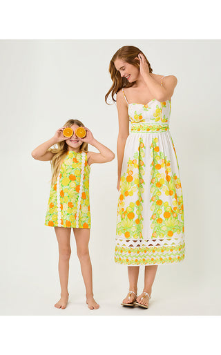 Girls Little Lilly Classic Shift Dress - Island Palm Zesty