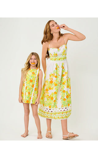 Girls Little Lilly Classic Shift Dress - Island Palm Zesty
