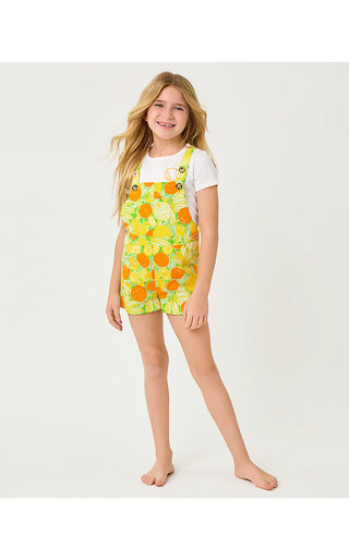 Girls Daley Overalls - Island Palm Zesty