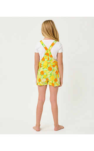 Girls Daley Overalls - Island Palm Zesty