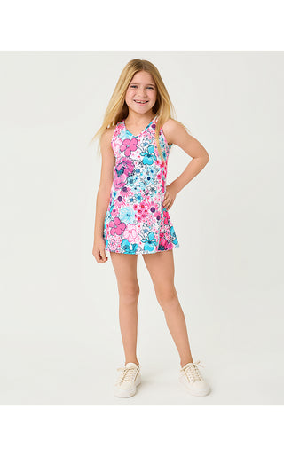 Girls UPF 50+ Luxletic Mini Bacio Active Dress - Resort White In All Her Glory