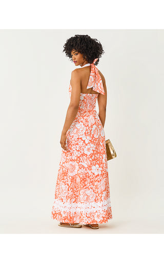 Belinda Maxi Dress - Sunset Orange Budding Romance