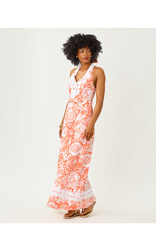 Belinda Maxi Dress - Sunset Orange Budding Romance