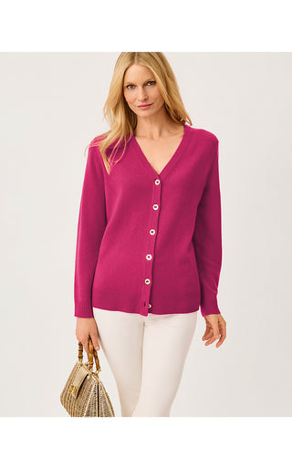 Tippery Longer Length Cashmere Cardigan - Berry Bouquet