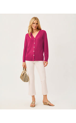 Tippery Longer Length Cashmere Cardigan - Berry Bouquet