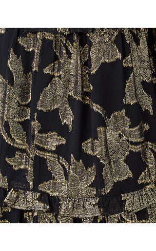 Cecile Dress - Noir Falling Floral Viscose Metallic Clip