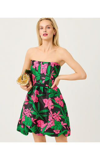 Bowman Dress - Noir Jungle Bouquet Jacquard