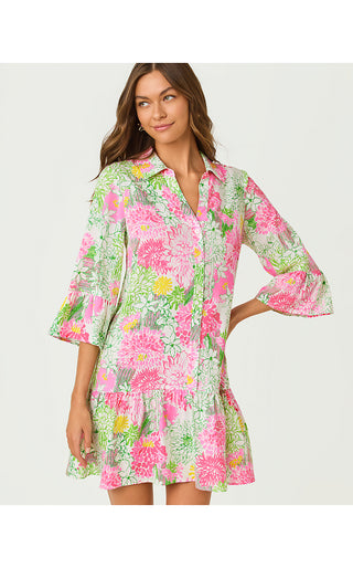 Rayanna Tunic Dress - Resort White Mum Patch
