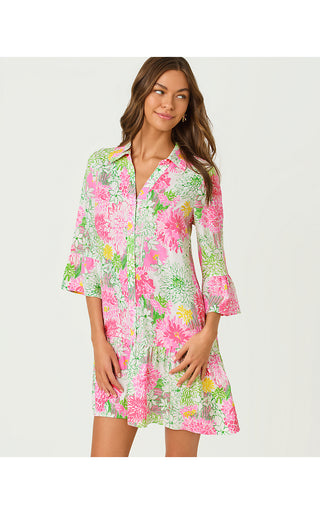 Rayanna Tunic Dress - Resort White Mum Patch