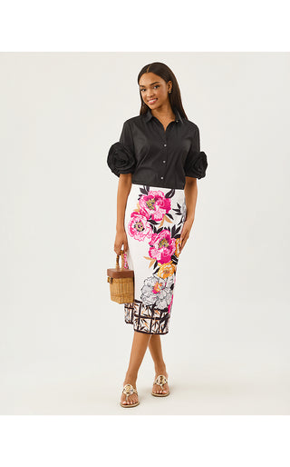 Louetta Midi Skirt - Coconut Peony Perfection Engineered