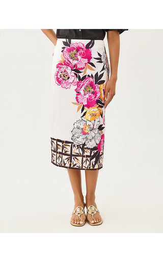 Louetta Midi Skirt - Coconut Peony Perfection Engineered