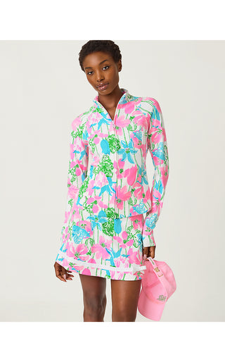 UPF 50+ Luxletic Barbados Zip-Up Jacket - Resort White Viney Liney