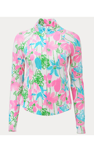 UPF 50+ Luxletic Barbados Zip-Up Jacket - Resort White Viney Liney