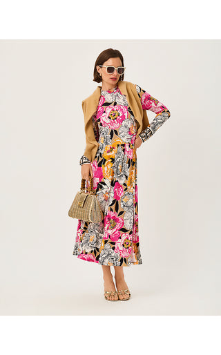 UPF 50+ Greer Midi Dress - Iced Latte Peony Perfection Engineered