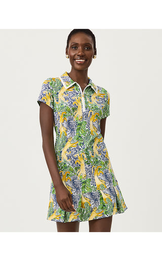 UPF 50+ Luxletic Cayo Costa Pleated Dress - Multi Lil Palm Prowl
