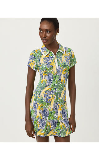 UPF 50+ Luxletic Cayo Costa Pleated Dress - Multi Lil Palm Prowl