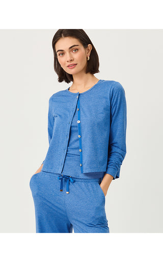 UPF 50+ Kai Cardigan - Heathered Merriweather Blue
