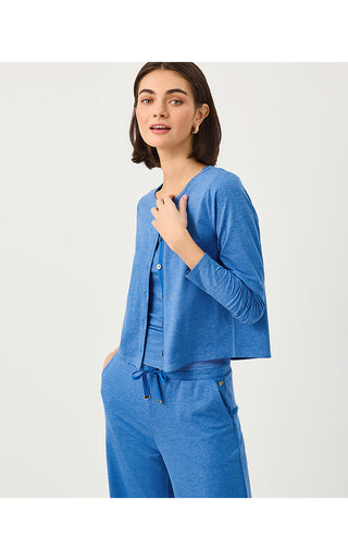 UPF 50+ Kai Cardigan - Heathered Merriweather Blue