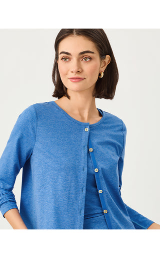 UPF 50+ Kai Cardigan - Heathered Merriweather Blue