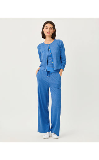 UPF 50+ Callie Wide Leg Pant - Heathered Merriweather Blue